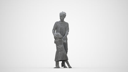 realistic 3D human girl casual kids, archviz people FBX OBJ for Blender, wireframe back view