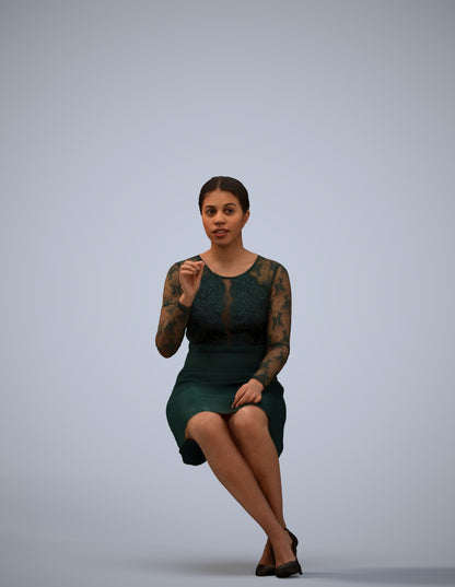 realistic 3D human woman business sitting, archviz people FBX OBJ for Blender