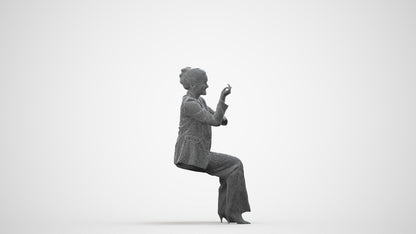 3D people model woman business, scanned human for 3ds Max rendering, wireframe side view