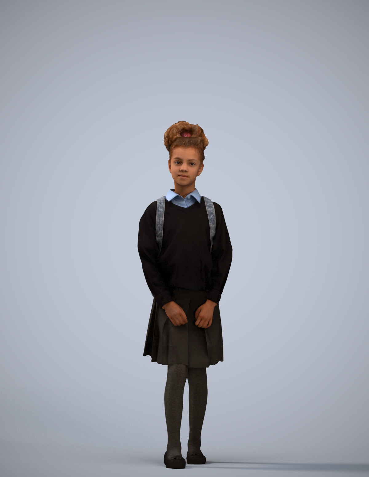 realistic 3D human girl kids, archviz people FBX OBJ for Blender
