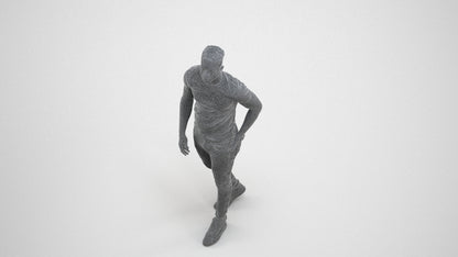 scanned 3D man casual walking, photogrammetry people for Enscape and V-Ray, wireframe three-quarter view