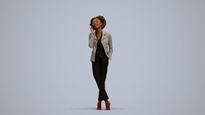 realistic 3D woman business standing, scanned archviz people for Blender and 3ds Max, standing pose render