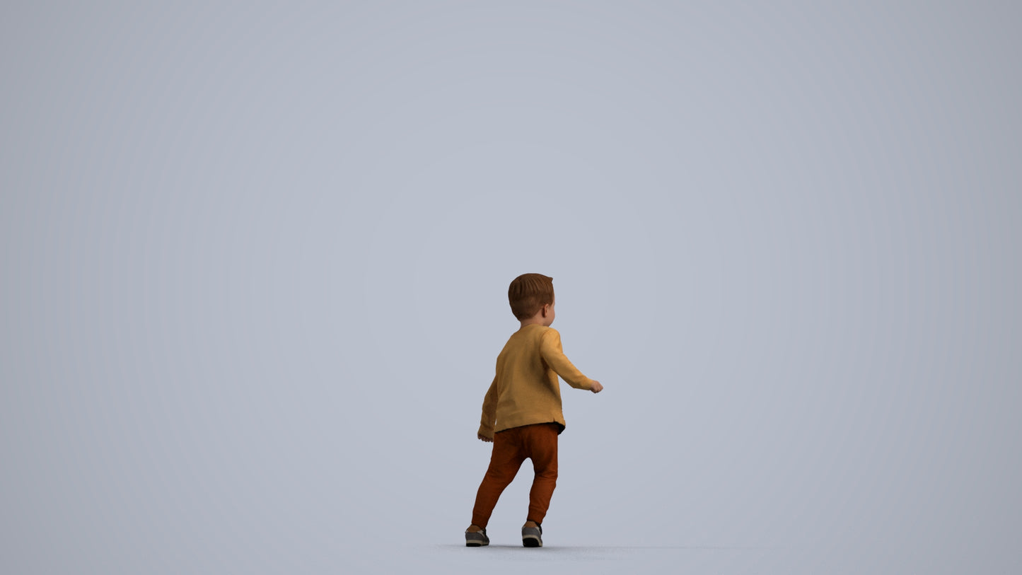 photogrammetry 3D boy casual kids, realistic human model archviz FBX, front view render