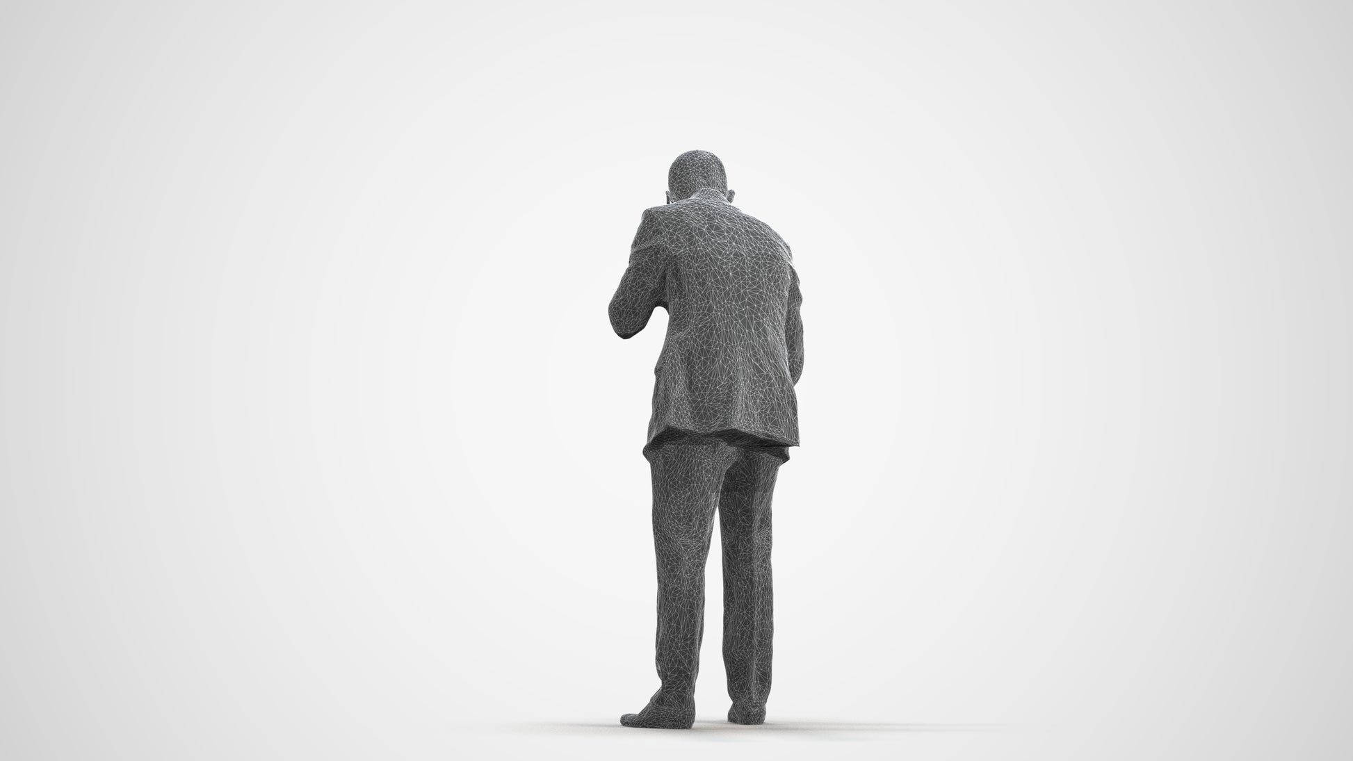 3D people model man business, scanned human for 3ds Max rendering, wireframe front view