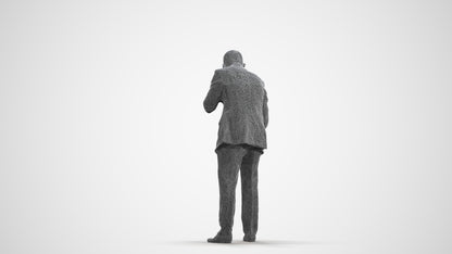 3D people model man business, scanned human for 3ds Max rendering, wireframe front view