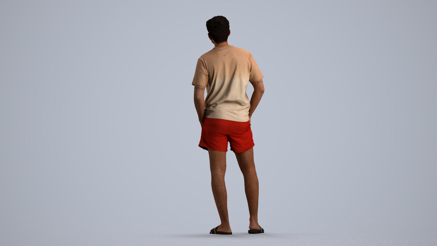 realistic 3D people man casual standing, render-ready for V-Ray and Corona, FBX OBJ, front view render