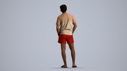 realistic 3D people man casual standing, render-ready for V-Ray and Corona, FBX OBJ, front view render