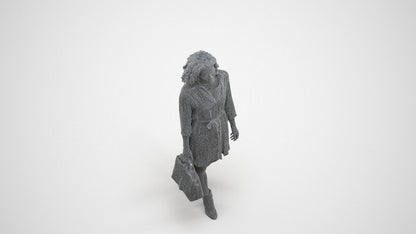 3D scanned woman walking casual, photorealistic archviz people for Enscape and SketchUp, wireframe three-quarter view