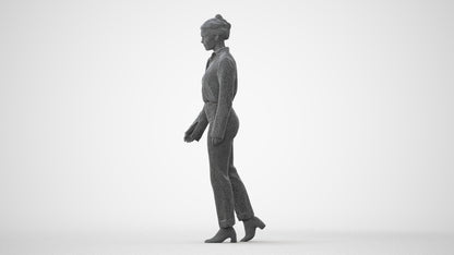 3D human model woman business walking, photogrammetry scanned person for archviz, square thumbnail