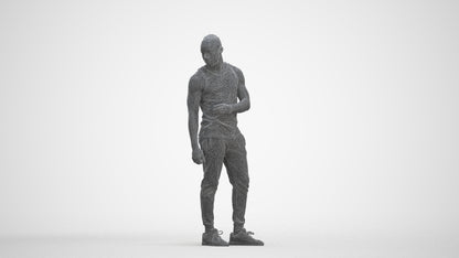 photogrammetry 3D man casual standing, realistic human model archviz FBX, three-quarter front view render