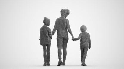 realistic 3D girl casual kids, scanned archviz people for Blender and 3ds Max, wireframe front view