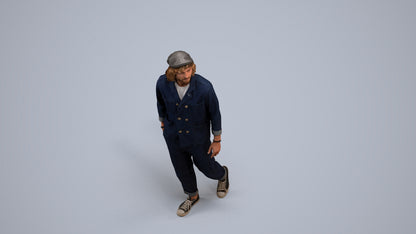 3D human model man casual walking, photogrammetry scanned person for archviz, back view render