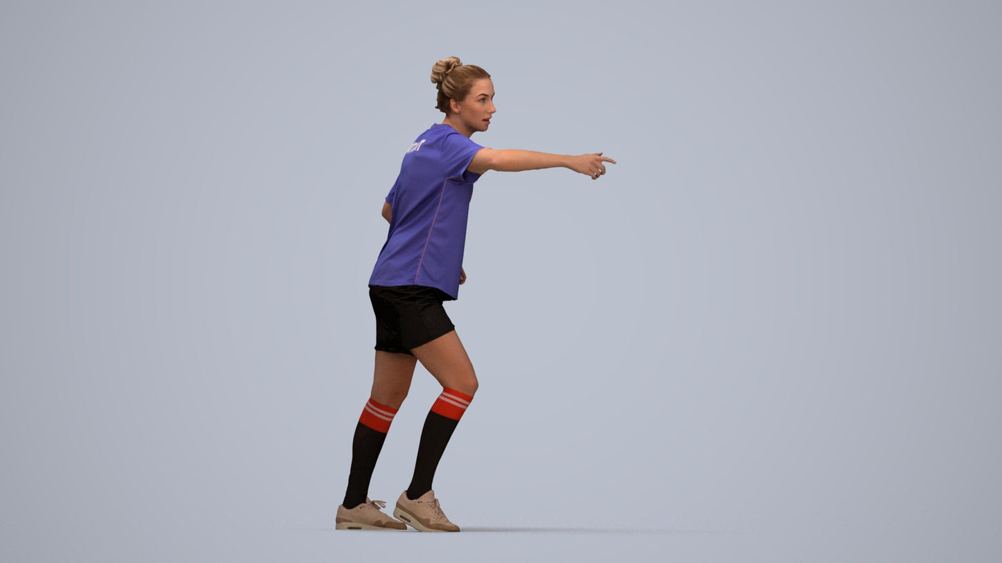 scanned 3D woman sport, photogrammetry people for Enscape and V-Ray, top-down view render