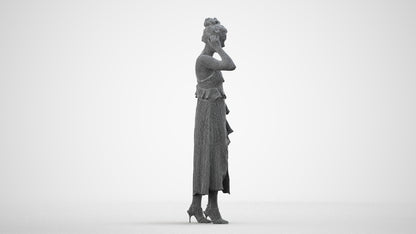 scanned 3D woman formal formalaffairs, photogrammetry people for Enscape and V-Ray, wireframe side view