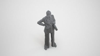 3D human model senior woman business, photogrammetry scanned person for archviz, wireframe three-quarter view
