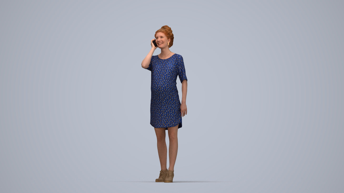 scanned 3D woman casual standing, photogrammetry people for Enscape and V-Ray, top-down view render