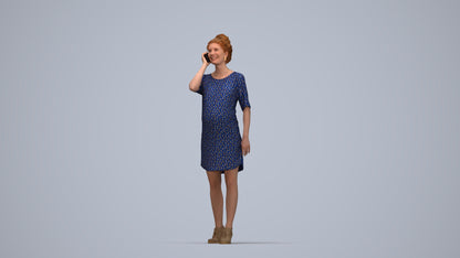 scanned 3D woman casual standing, photogrammetry people for Enscape and V-Ray, top-down view render