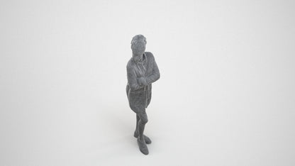 3D people model woman casual standing, scanned human for 3ds Max rendering, wireframe three-quarter view