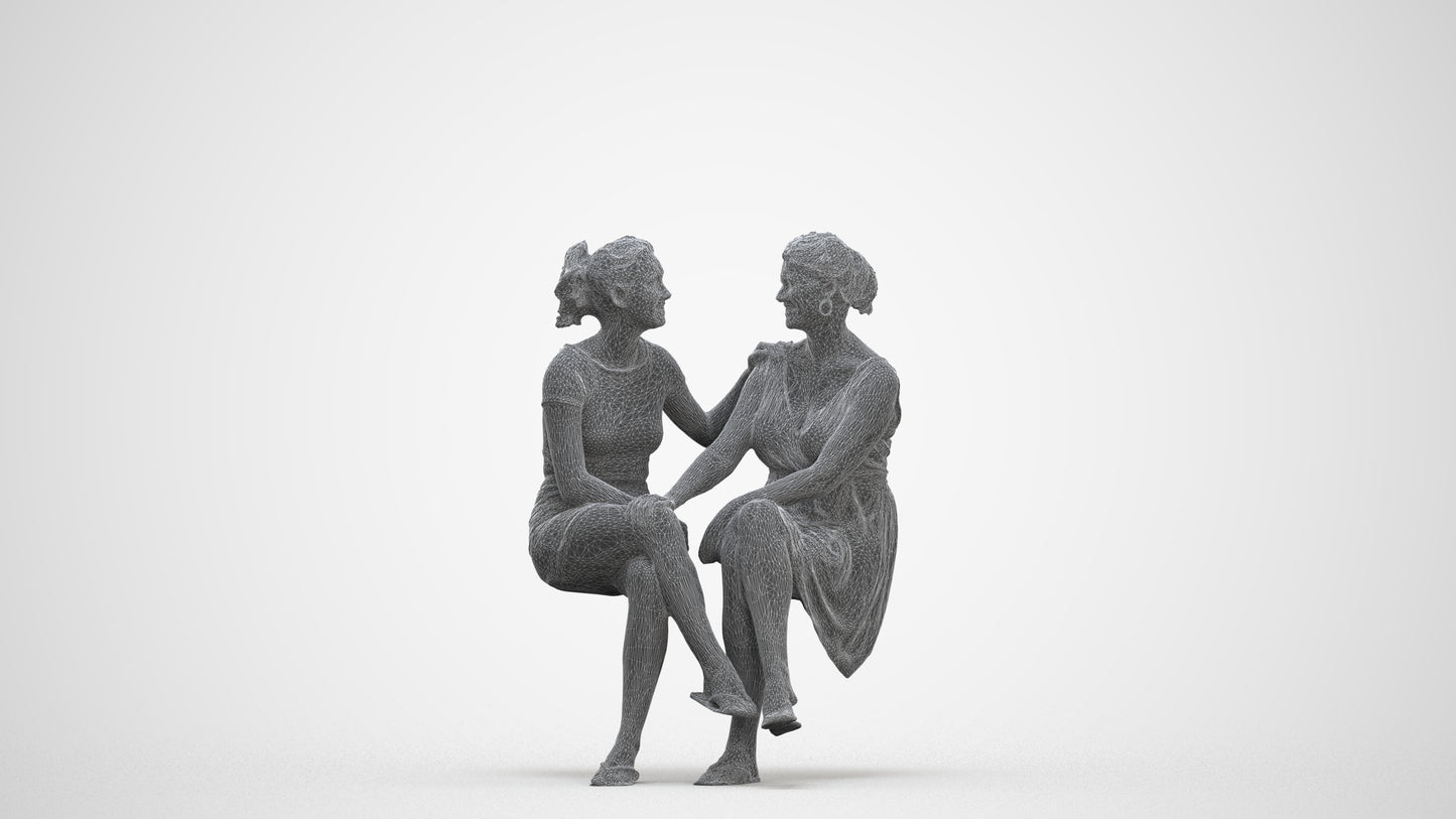 3D people model woman casual couple, scanned human for 3ds Max rendering, three-quarter front view render