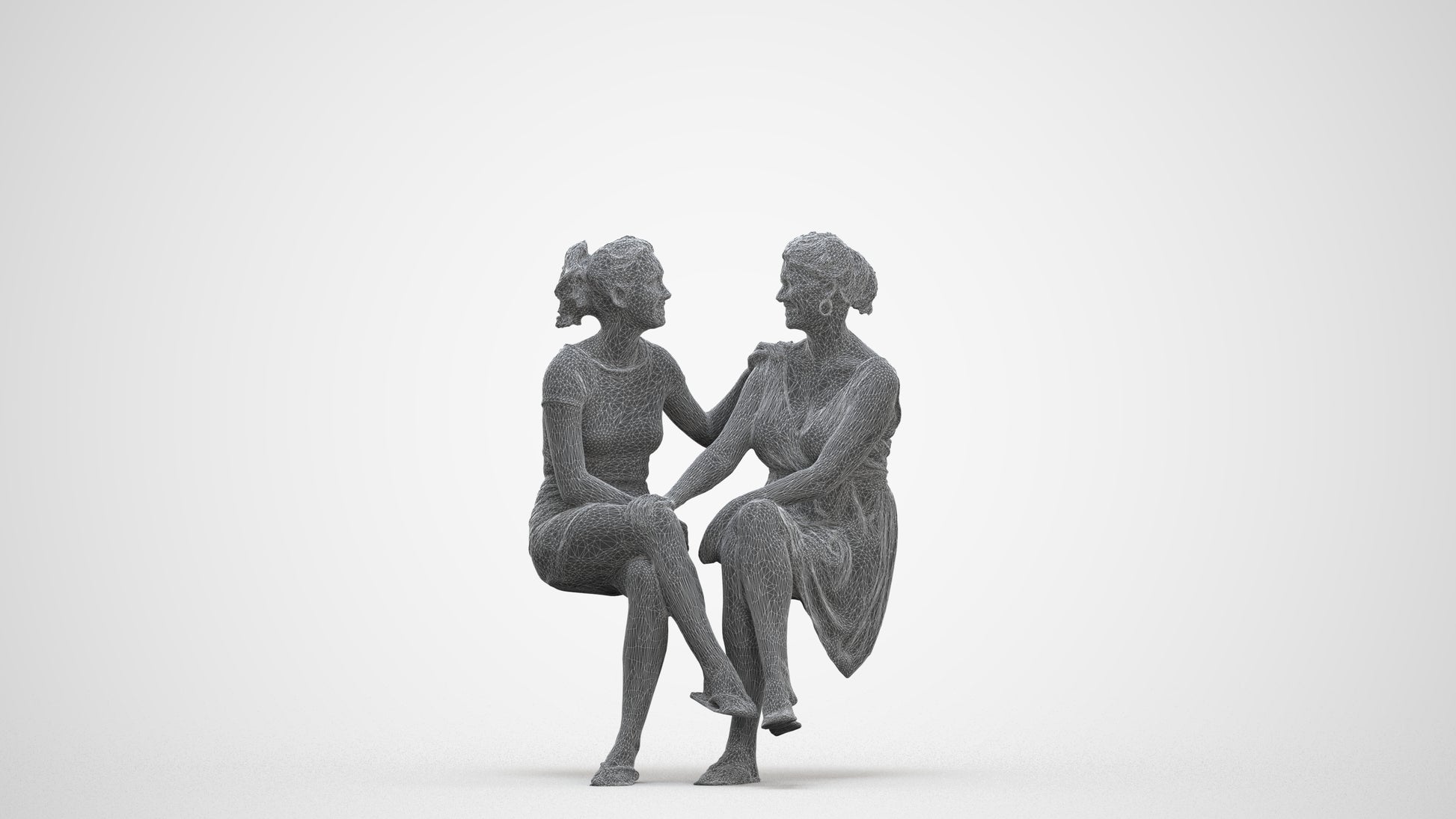 3D people model woman casual couple, scanned human for 3ds Max rendering, three-quarter front view render