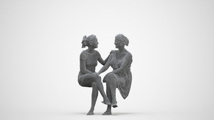 3D people model woman casual couple, scanned human for 3ds Max rendering, three-quarter front view render