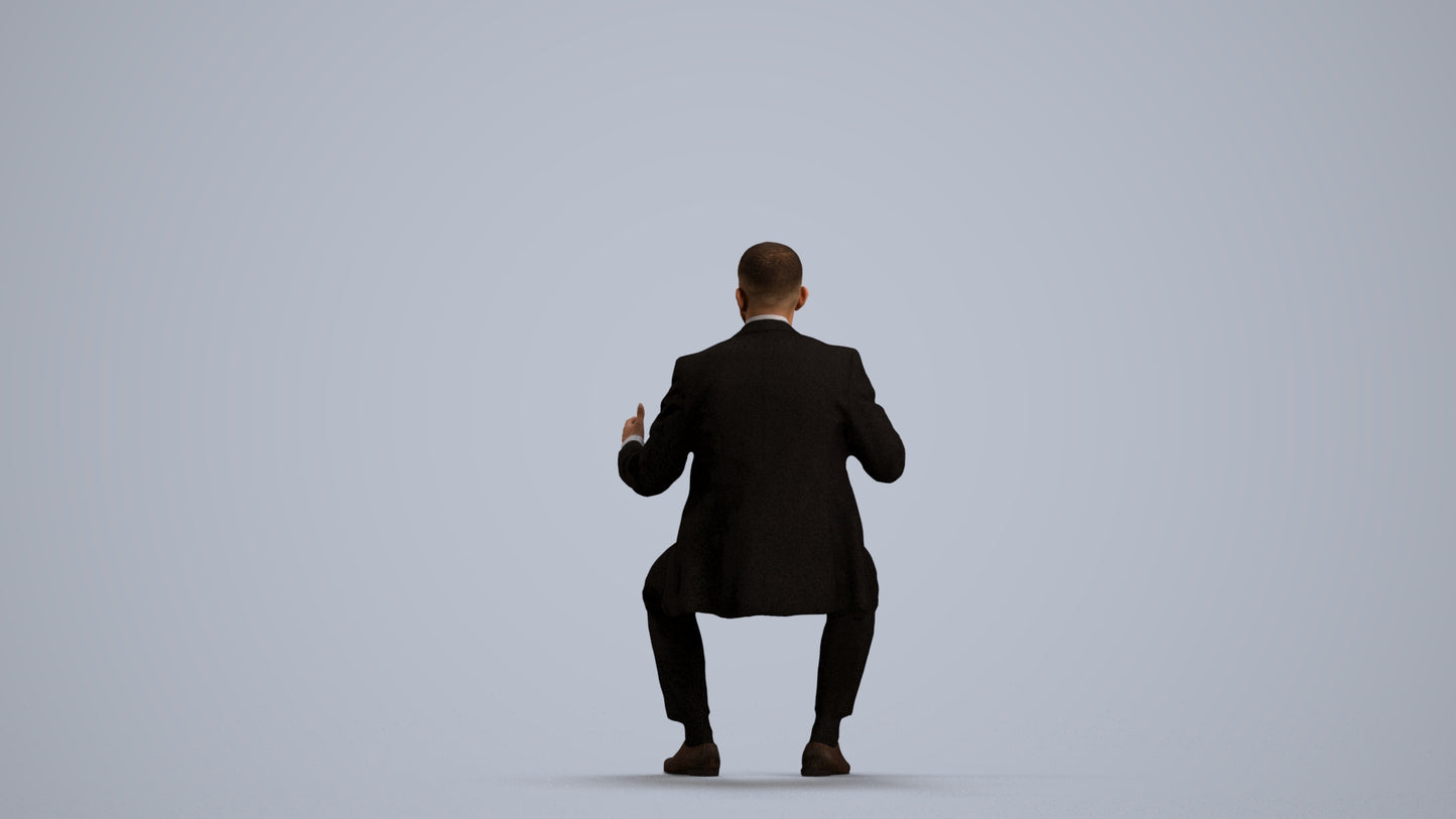 3D scanned man business, photorealistic archviz people for Enscape and SketchUp, front view render