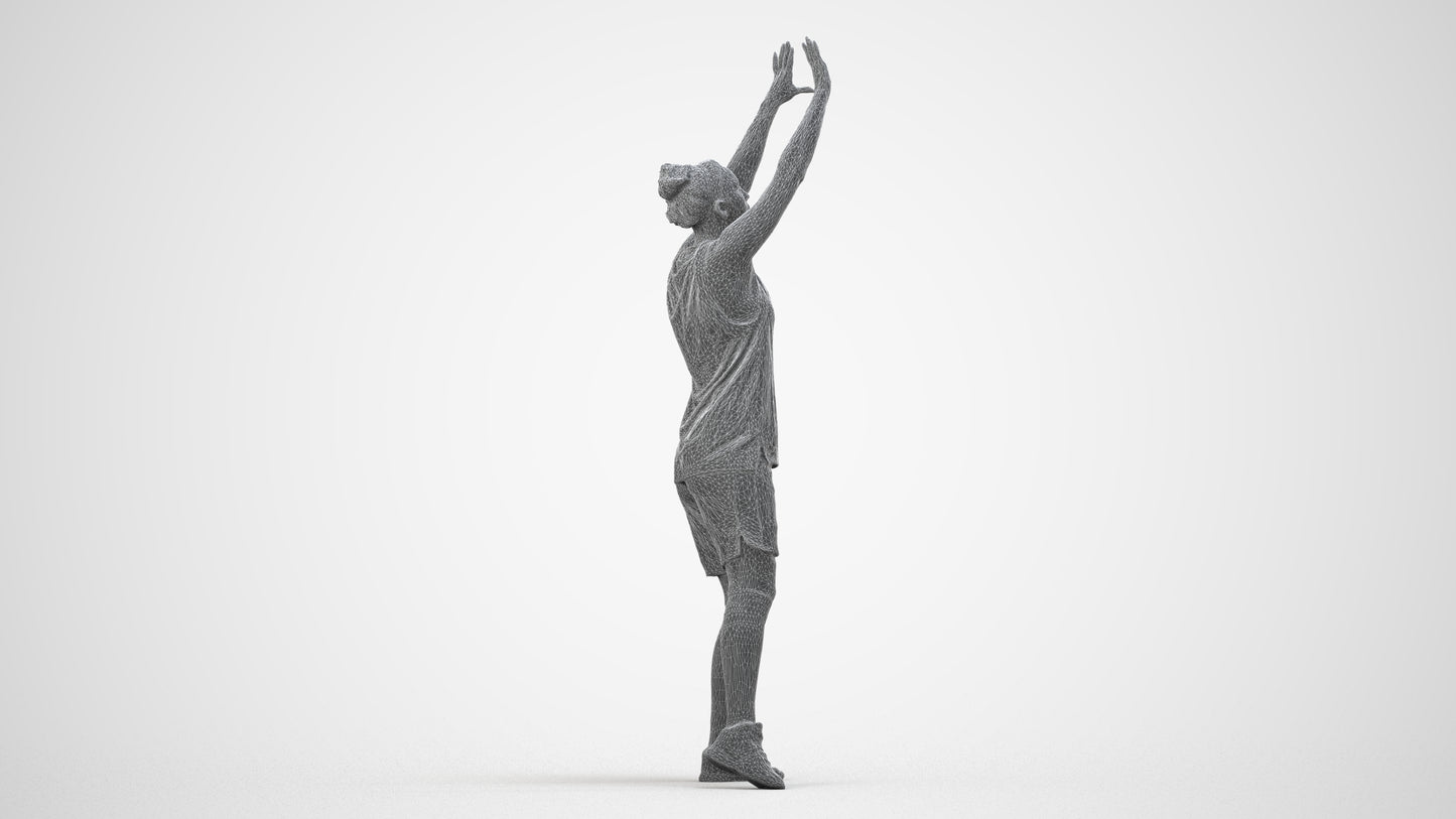 3D people model woman sport, scanned human for 3ds Max rendering, wireframe side view
