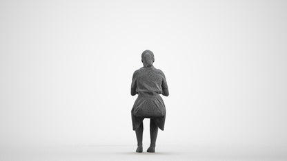 3D people model girl kids, scanned human for 3ds Max rendering, wireframe front view