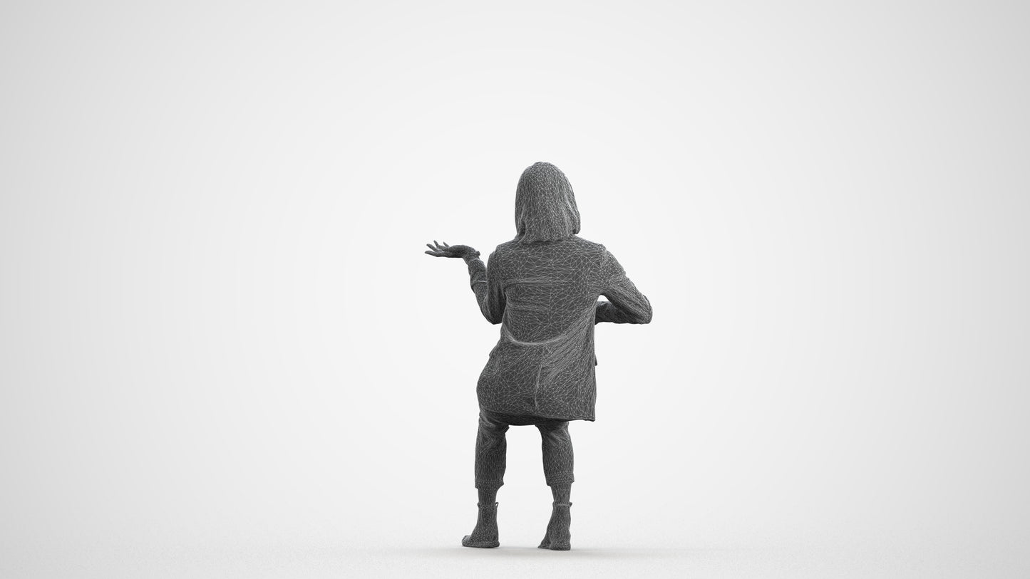 realistic 3D woman business, scanned archviz people for Blender and 3ds Max, wireframe front view