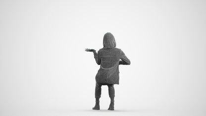 realistic 3D woman business, scanned archviz people for Blender and 3ds Max, wireframe front view
