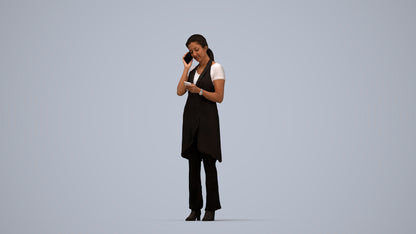 realistic 3D woman hospitality, scanned archviz people for Blender and 3ds Max, top-down view render