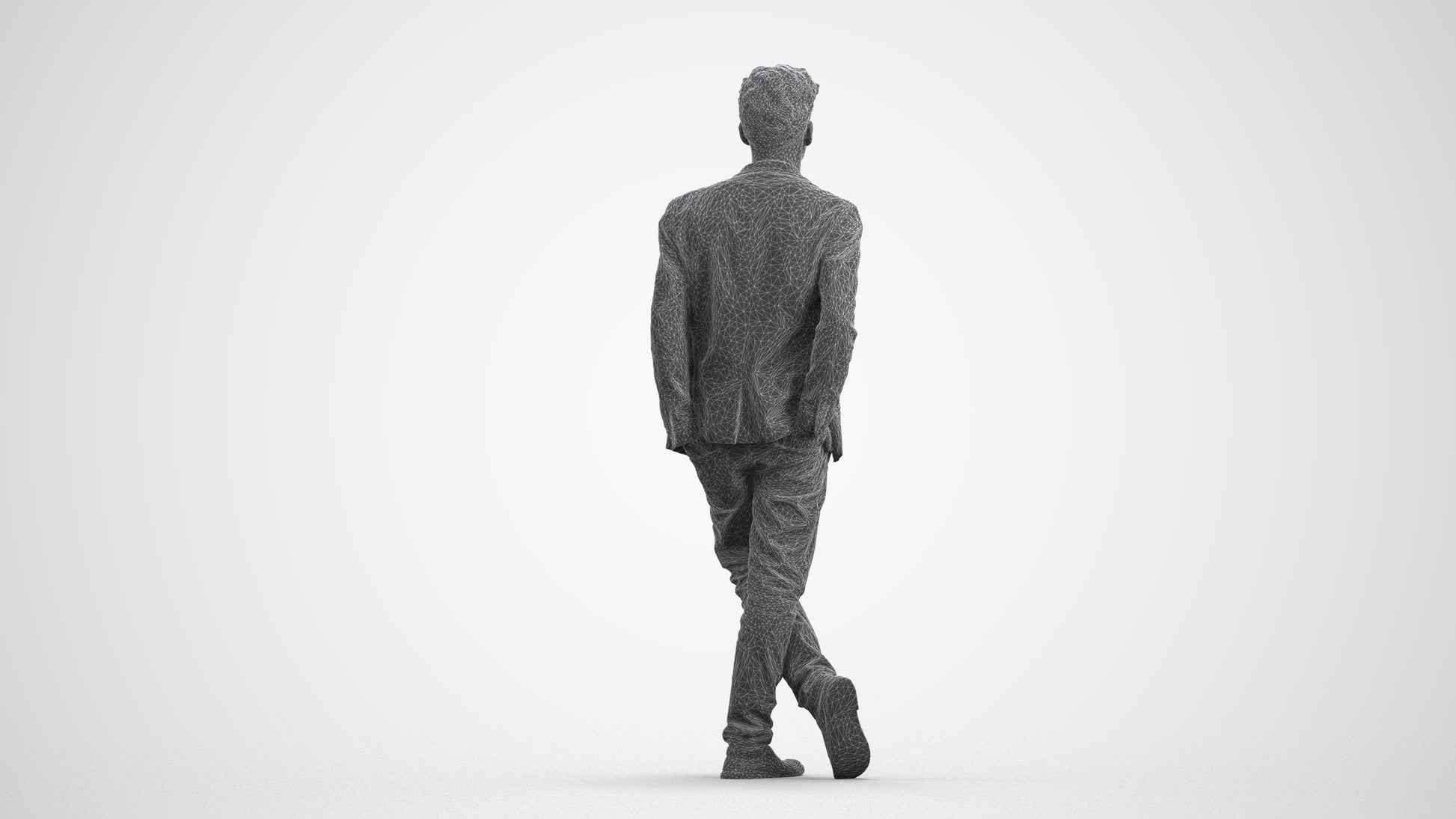 realistic 3D people man casual standing, render-ready for V-Ray and Corona, FBX OBJ, wireframe front view