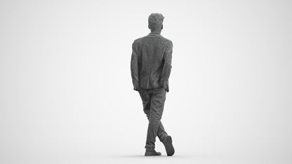 realistic 3D people man casual standing, render-ready for V-Ray and Corona, FBX OBJ, wireframe front view