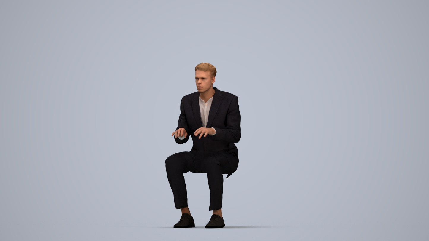 3D scanned man business, photorealistic archviz people for Enscape and SketchUp, top-down view render