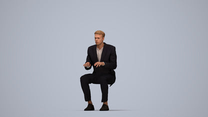 3D scanned man business, photorealistic archviz people for Enscape and SketchUp, top-down view render