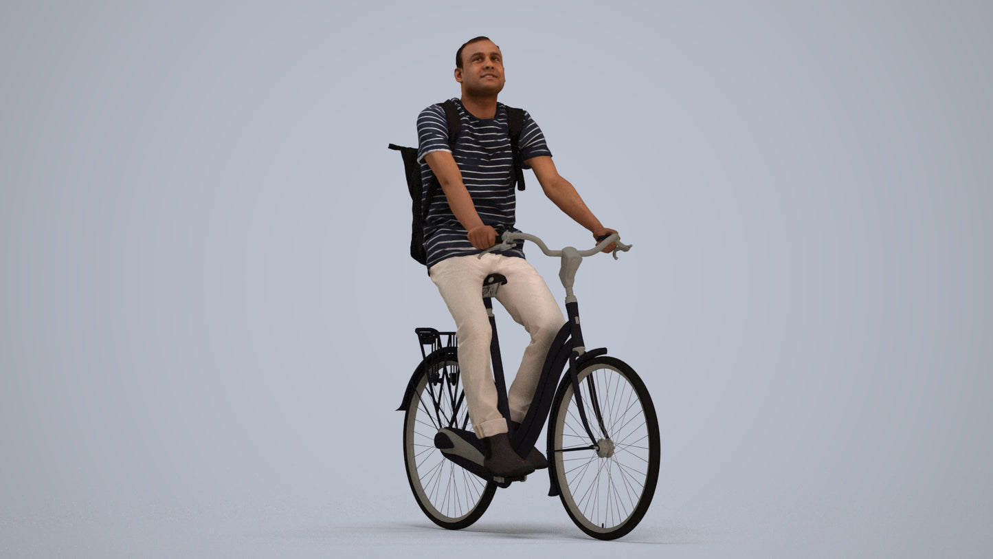 photogrammetry 3D man casual sitting, realistic human model archviz FBX, standing pose render