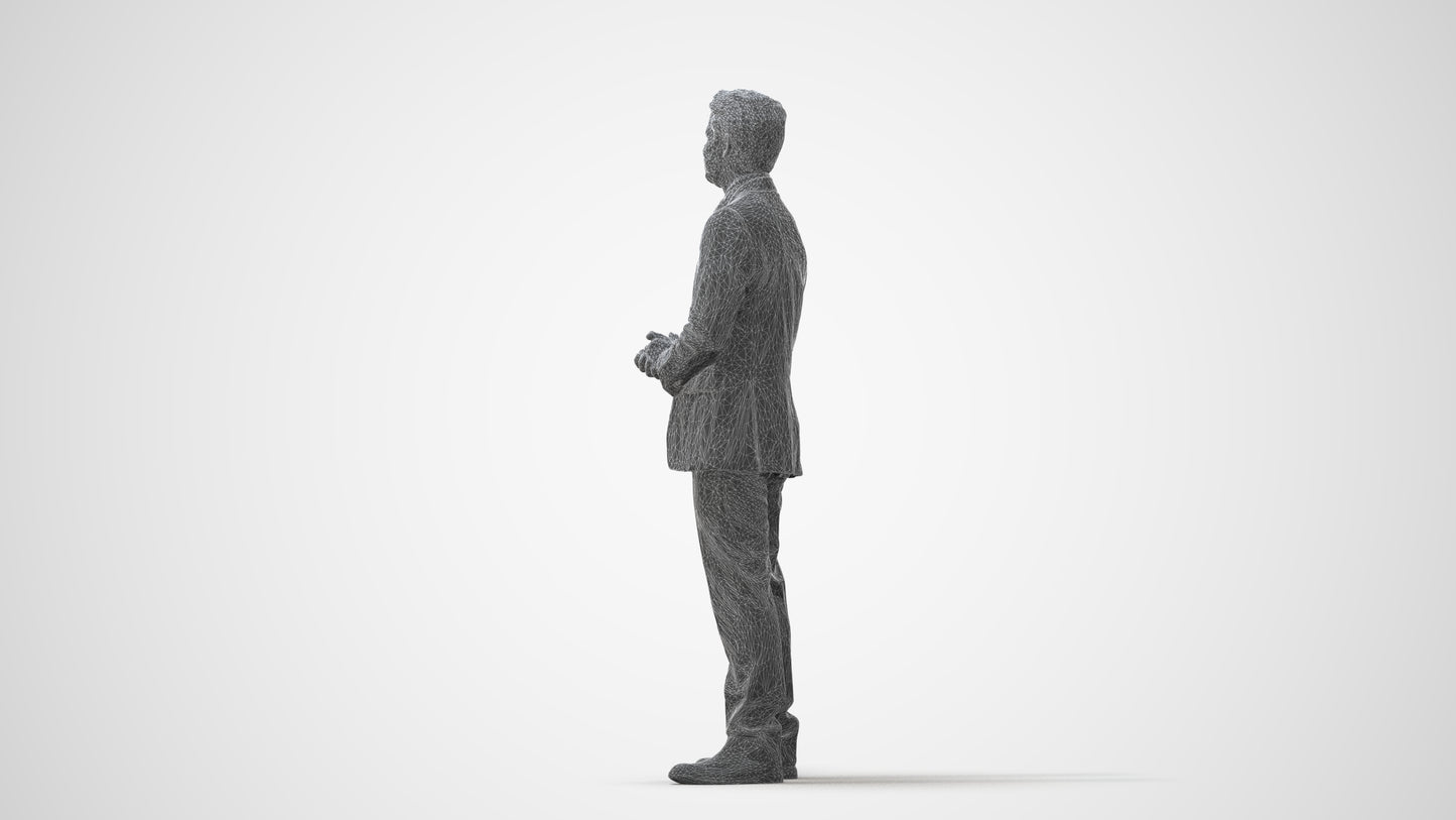 scanned 3D man business, photogrammetry people for Enscape and V-Ray, square thumbnail