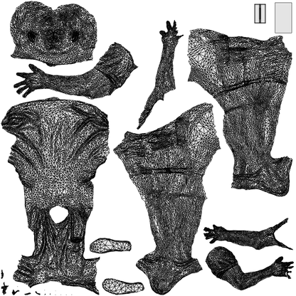3D scanned man sitting casual, photorealistic archviz people for Enscape and SketchUp, wireframe top-down view