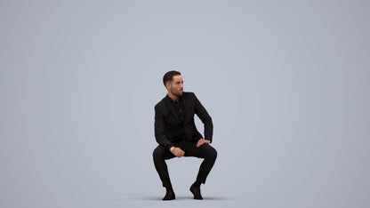 realistic 3D man formal sitting, scanned archviz people for Blender and 3ds Max, standing pose render