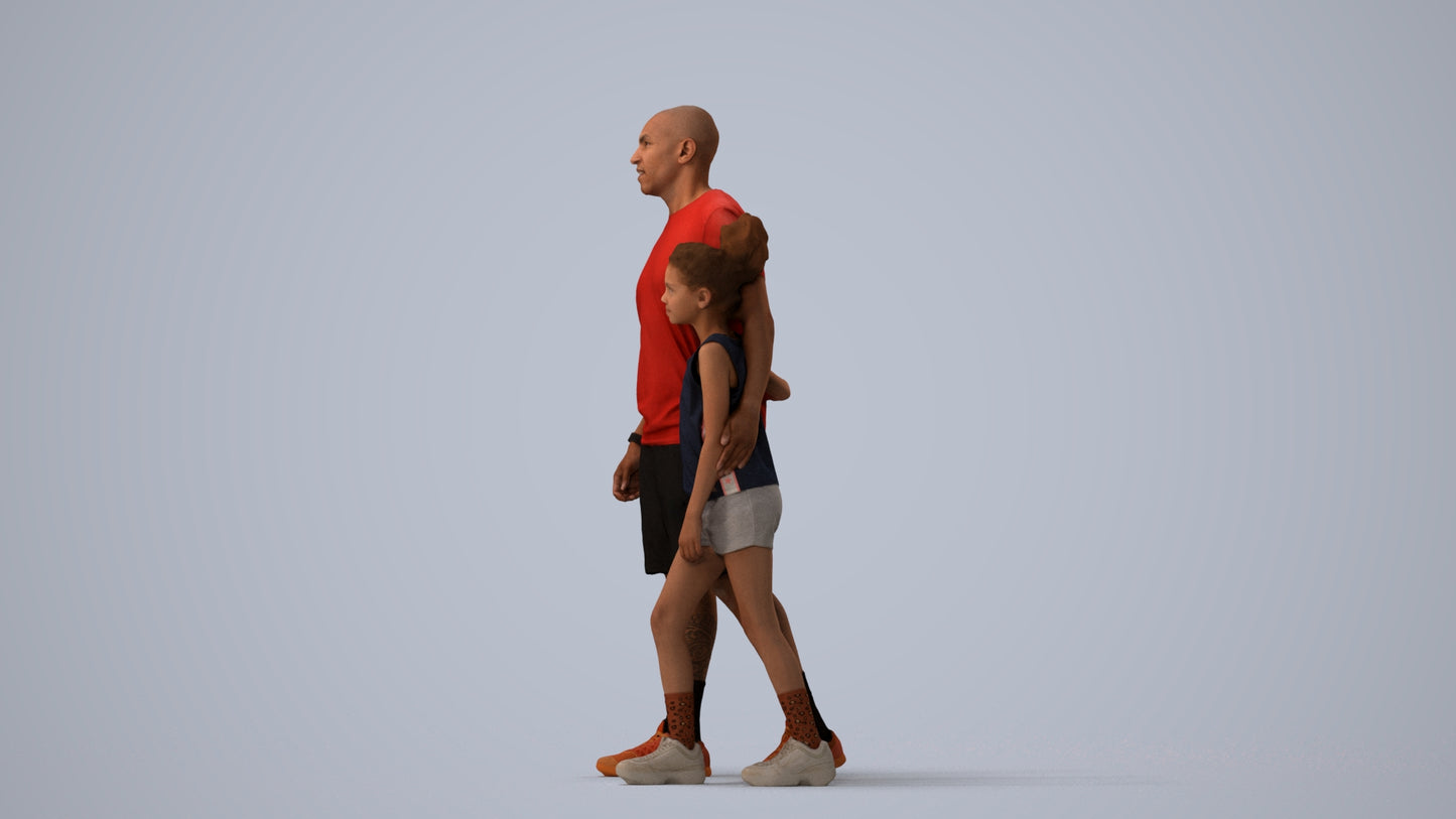 realistic 3D people girl sport kids, render-ready for V-Ray and Corona, FBX OBJ, three-quarter view render