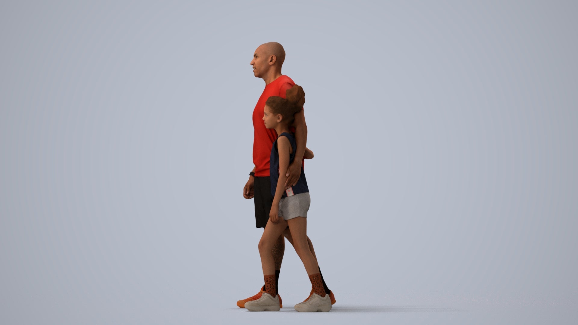 realistic 3D people girl sport kids, render-ready for V-Ray and Corona, FBX OBJ, three-quarter view render