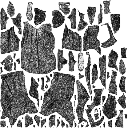 realistic 3D man casual standing, scanned archviz people for Blender and 3ds Max, wireframe top-down view