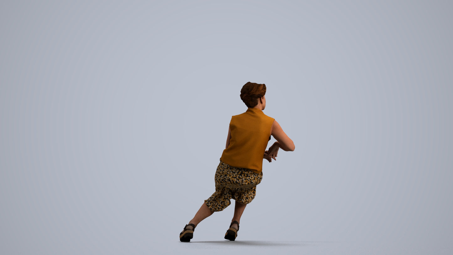 3D scanned woman sitting casual, photorealistic archviz people for Enscape and SketchUp, front view render