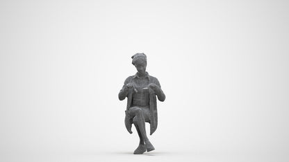 photogrammetry 3D woman casual sitting, realistic human model archviz FBX, three-quarter front view render