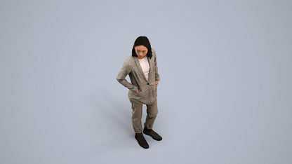 3D people model woman business, scanned human for 3ds Max rendering, back view render