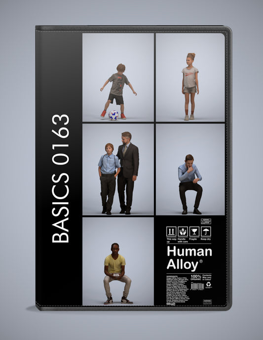 scanned 3D people kids collection, 5 photogrammetry models for Enscape and V-Ray