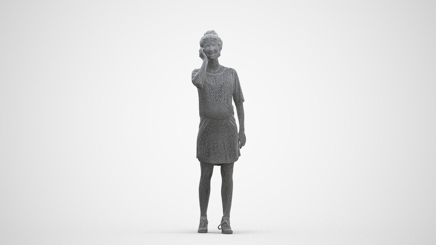 scanned 3D woman casual standing, photogrammetry people for Enscape and V-Ray, three-quarter front view render