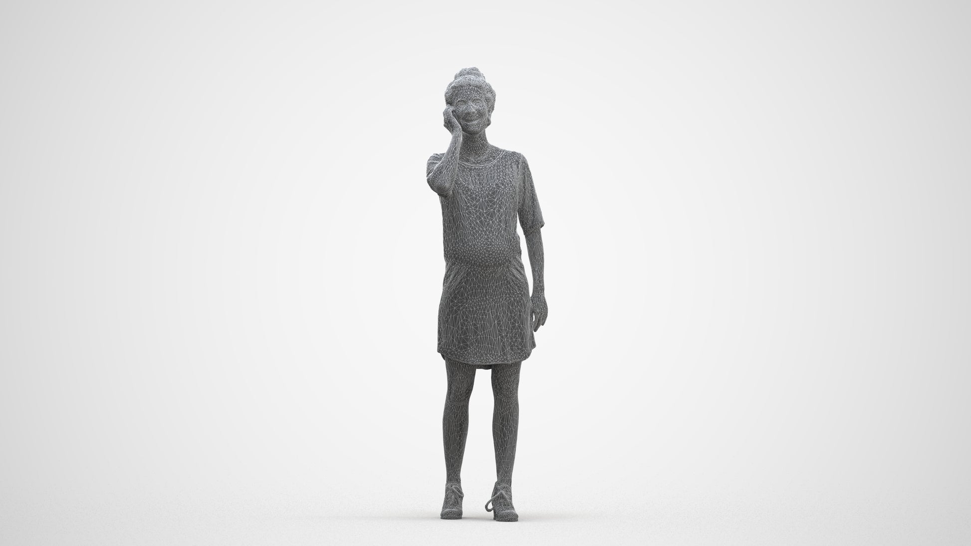 scanned 3D woman casual standing, photogrammetry people for Enscape and V-Ray, three-quarter front view render