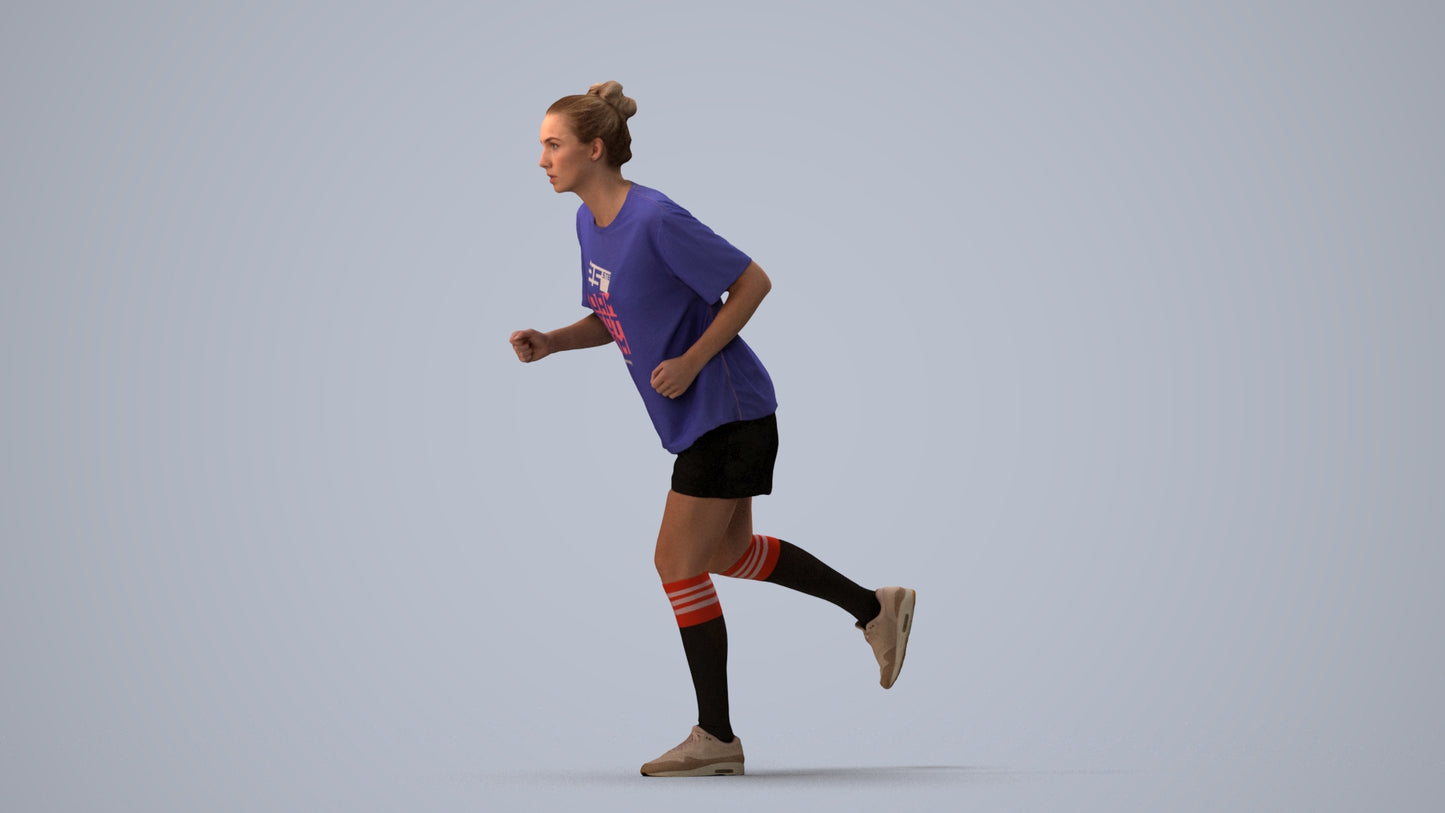 3D scanned woman sport, photorealistic archviz people for Enscape and SketchUp, three-quarter view render