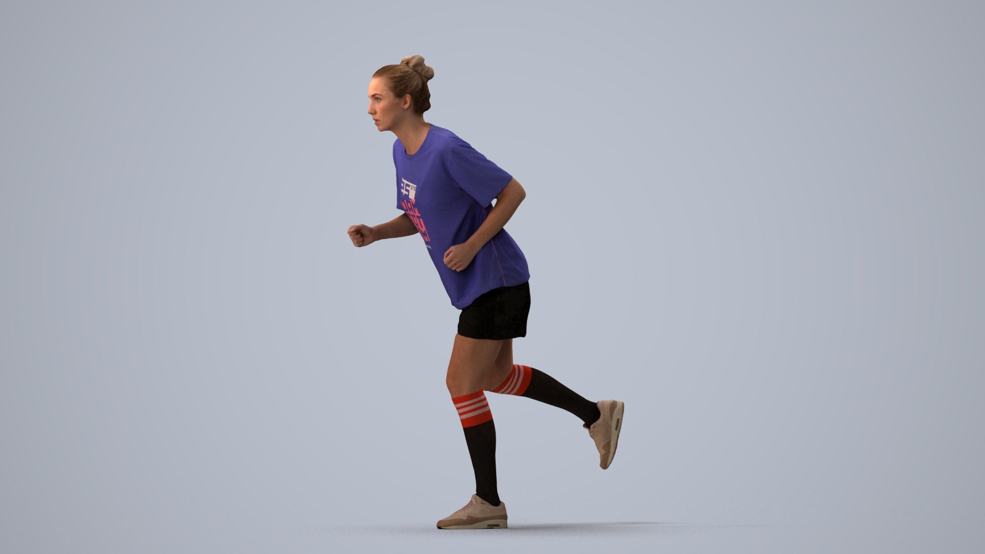 3D scanned woman sport, photorealistic archviz people for Enscape and SketchUp, three-quarter view render